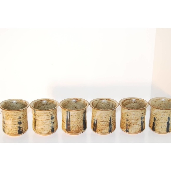 Vintage Stoneware Cup and Saucer Sets Coffee Miniature Expresso Rustic Dishes - Picture 2 of 7